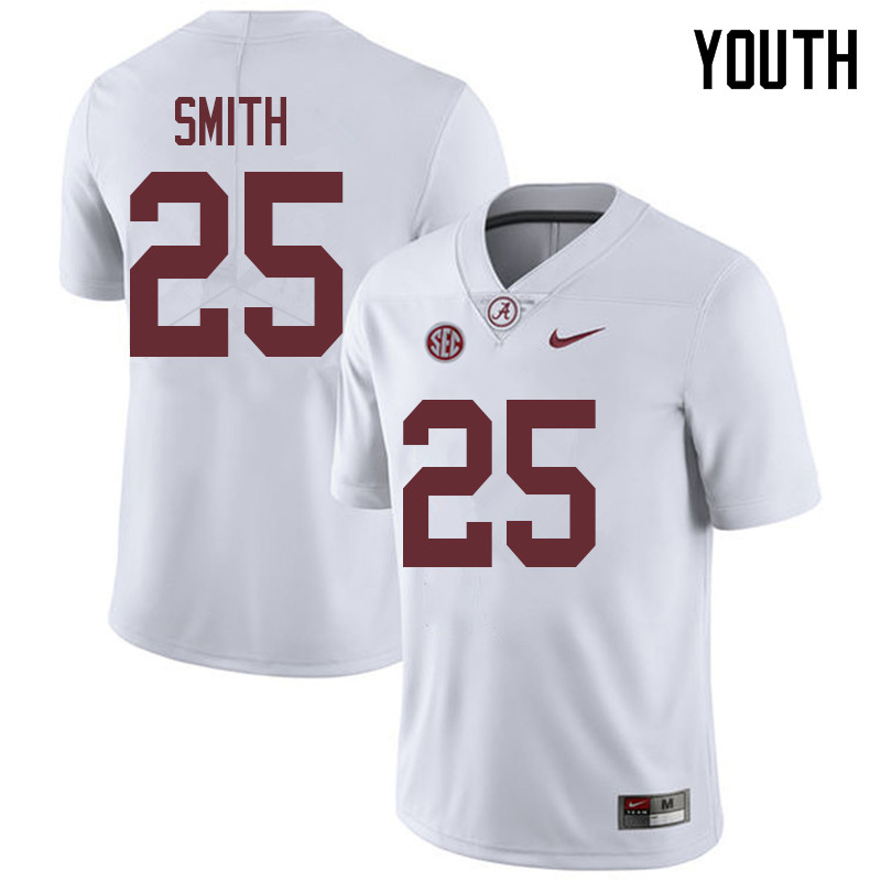 Alabama Crimson Tide Youth Eddie Smith #25 White NCAA Nike Authentic Stitched 2018 College Football Jersey DO16G55EY